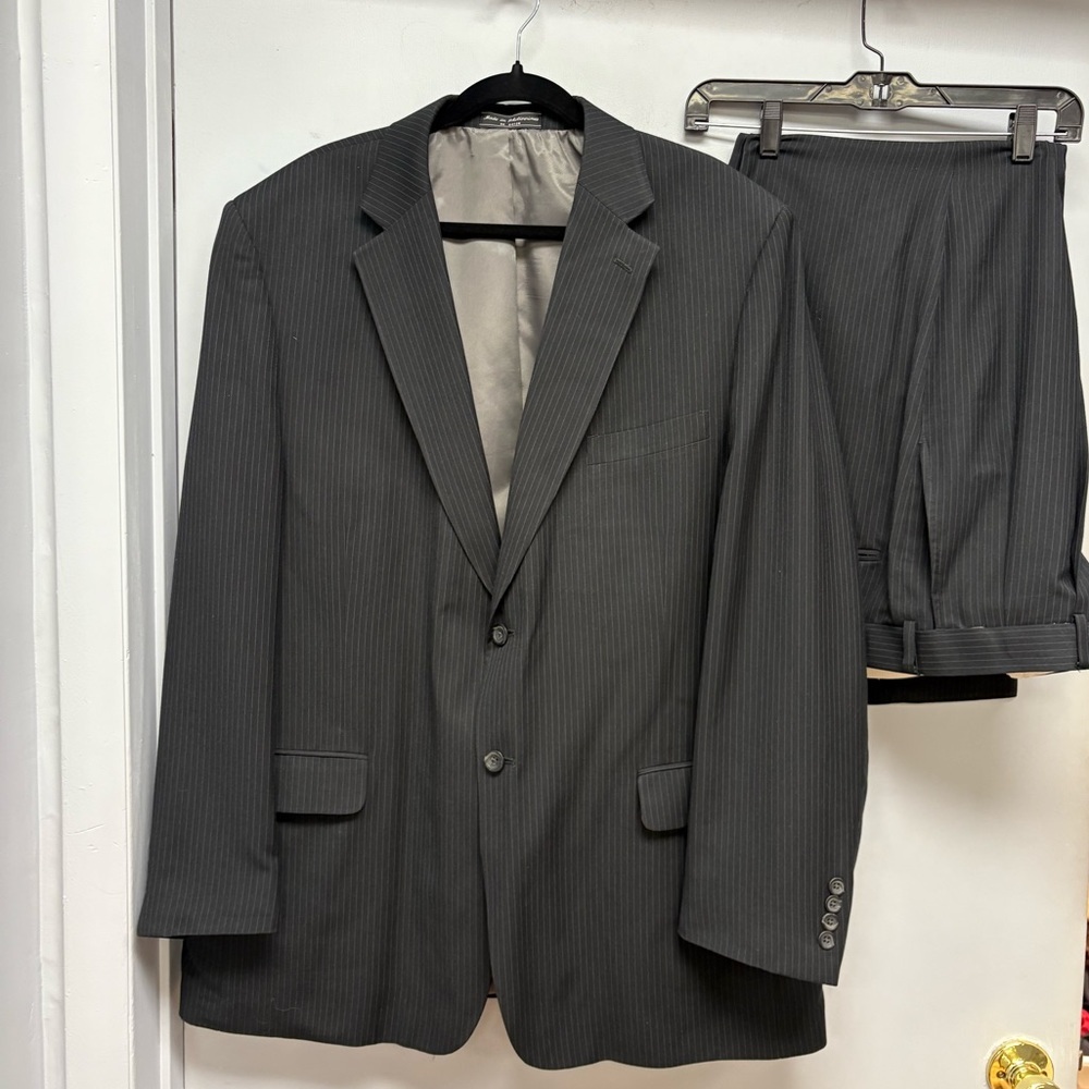 Bert Pulitzer Men’s 2-Piece Pinstripe Suit | Dark Charcoal 48 Long | Classic Fit